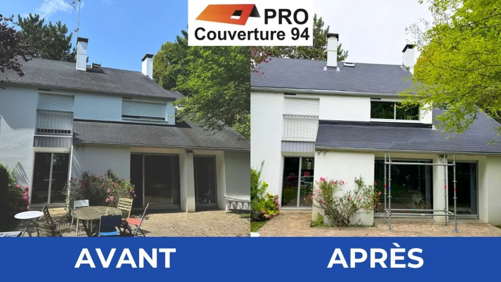 Avant / après rénovation de toiture — Créteil